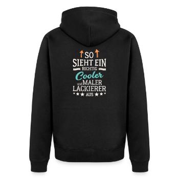 So sieht ein richtig cooler Maler Lackierer aus - Unisex Premium Bio Zip Hoodie - Schwarz - Hinten - Nico (187cm)