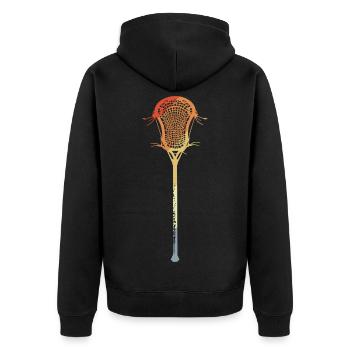 Retro Lacrosse Sticks - Unisex Premium Organic Zip Hoodie - black - Back - Nico (187cm)