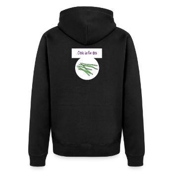 Es ist das Ende der Bohnen - Unisex Premium Bio Zip Hoodie - Schwarz - Hinten - Nico (187cm)