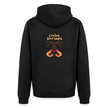 Garnelen zu zweit - Unisex Premium Bio Zip Hoodie - Schwarz - Hinten - Nico (187cm)
