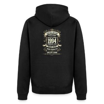 Geboren 1994, Baujahr 1994 Geburtstags Shirt 90er - Unisex Premium Bio Zip Hoodie - Schwarz - Hinten - Nico (187cm)
