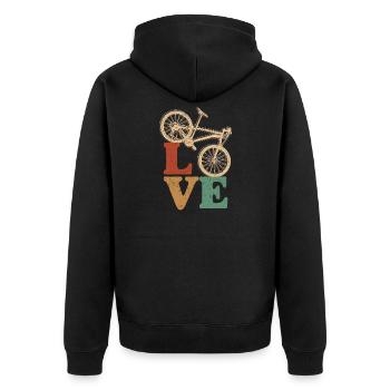 Bike Love Vintage Letters - Unisex Premium Organic Zip Hoodie - black - Back - Nico (187cm)