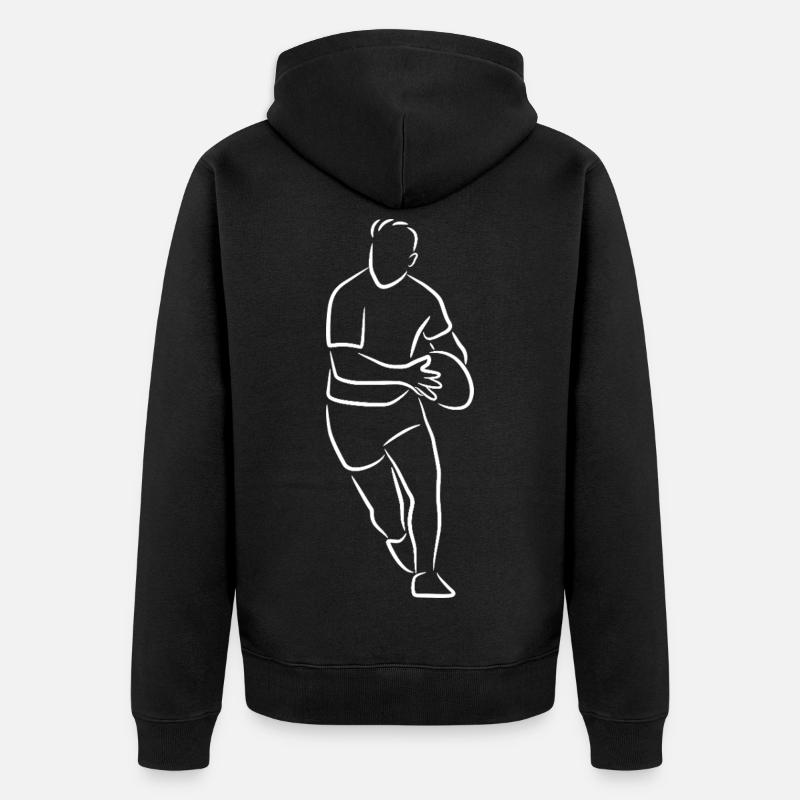 Dessin de rugby - Veste à capuche bio Premium Unisexe - noir