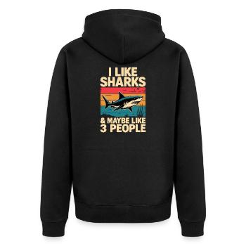 requin j’aime chemises design vintage - Veste à capuche bio Premium Unisexe - noir - Dos - Nico (187cm)