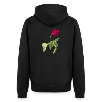 Elegante Tulpe-Illustration - Unisex Premium Bio Zip Hoodie - Schwarz - Hinten - Nico (187cm)