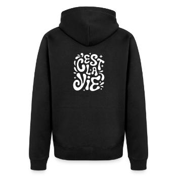 c'est la vie Art France - Unisex Premium Bio Zip Hoodie - Schwarz - Hinten - Nico (187cm)