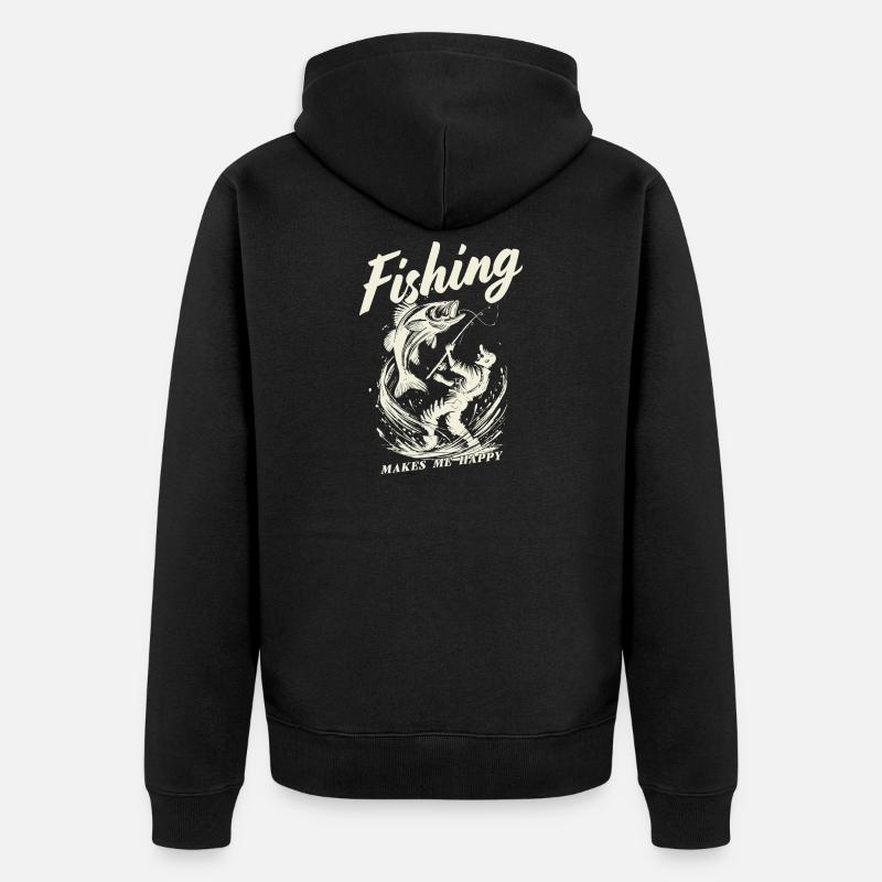 La pêche me rend heureuse - Veste à capuche bio Premium Unisexe - noir