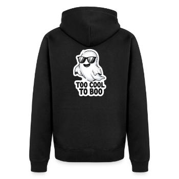 Too Cool To Boo - Cooles Geist - Unisex Premium Bio Zip Hoodie - Schwarz - Hinten - Nico (187cm)