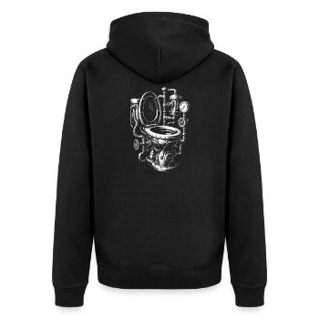 Steampunk Toilet Engine - Unisex Premium Organic Zip Hoodie - black - Back - Nico (187cm)