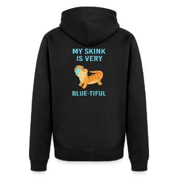 Lizard Blue Tongue - Unisex Premium Organic Zip Hoodie - black - Back - Nico (187cm)