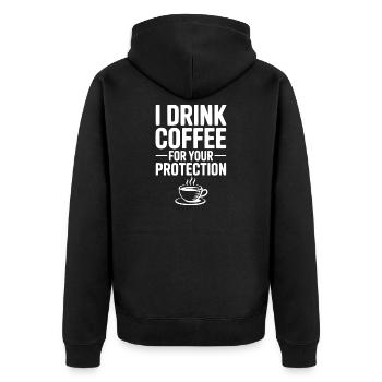 Je bois du café pour votre protection - Veste à capuche bio Premium Unisexe - noir - Dos - Nico (187cm)