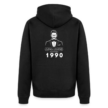 35. Geburtstag Living Legend (GENT) since 12/1990 - Unisex Premium Bio Zip Hoodie - Schwarz - Hinten - Nico (187cm)
