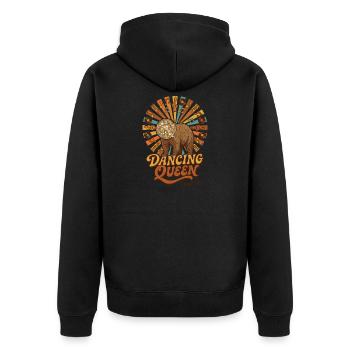 Dancing Queen Disco Bär - Unisex Premium Bio Zip Hoodie - Schwarz - Hinten - Nico (187cm)