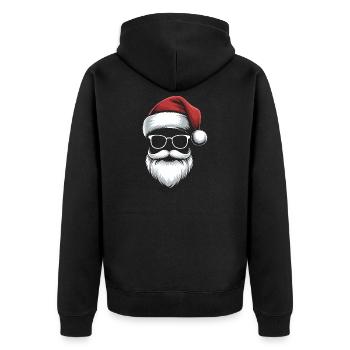 Des lunettes de Père Noël avec barbe et bonnet - Veste à capuche bio Premium Unisexe - noir - Dos - Nico (187cm)