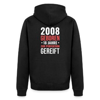 2008 Born – 18 years matured to perfection - Unisex Premium Organic Zip Hoodie - black - Back - Nico (187cm)