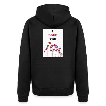 ICH LIEBE DICH. PAAR. GERADE VERHEIRATET. Junggesellinnenabschied - Unisex Premium Bio Zip Hoodie - Schwarz - Hinten - Nico (187cm)