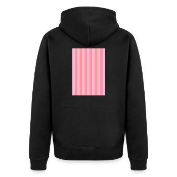 Stripes - Pink Red Customizable - Unisex Premium Organic Zip Hoodie - black - Back - Nico (187cm)