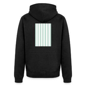 Stripes - green, white, personalizable - Unisex Premium Organic Zip Hoodie - black - Back - Nico (187cm)