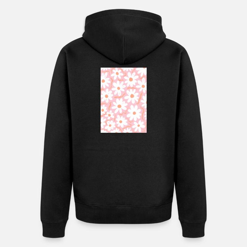 Rosa Gänseblümchen - Unisex Premium Bio Zip Hoodie - Schwarz