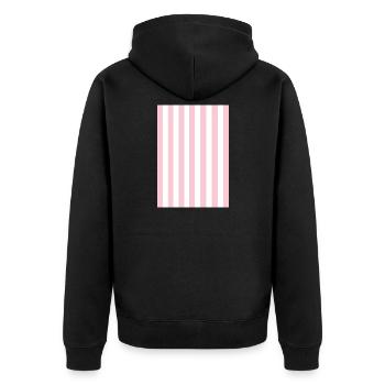 Stripes - pink white personalizable - Unisex Premium Organic Zip Hoodie - black - Back - Nico (187cm)