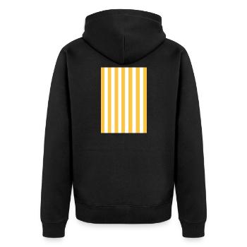 Rayures - jaune, blanc personnalisable - Veste à capuche bio Premium Unisexe - noir - Dos - Nico (187cm)