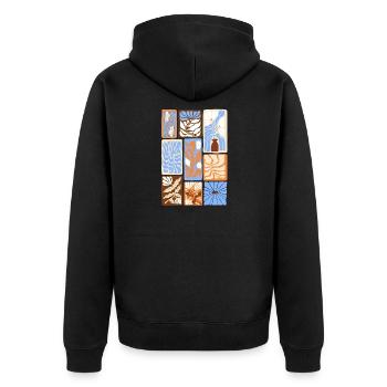 Abstrakte botanische Muster - Unisex Premium Bio Zip Hoodie - Schwarz - Hinten - Nico (187cm)