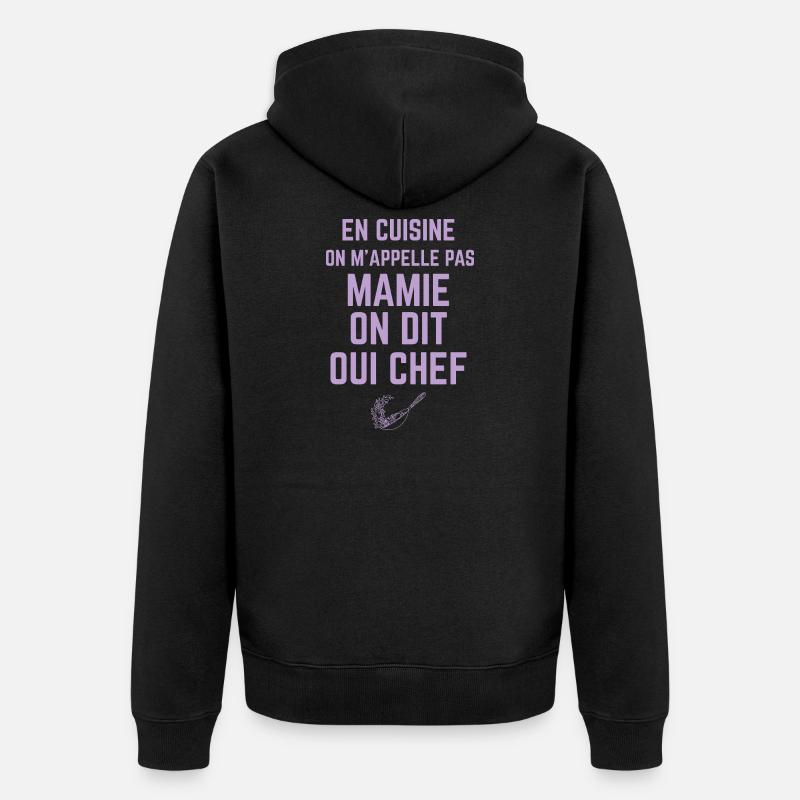 en cuisine on m'appelle pas Mamie - Veste à capuche bio Premium Unisexe - noir