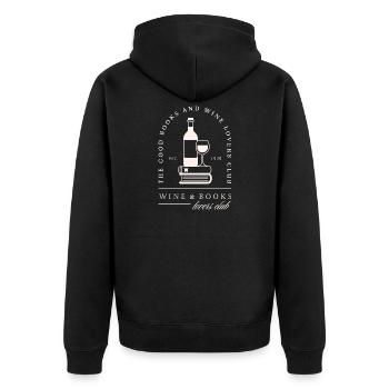 Wine and books lovers club funny reader gift - Unisex Premium Organic Zip Hoodie - black - Back - Nico (187cm)
