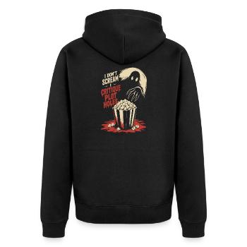 Critique Plot Holes Horror - Unisex Premium Bio Zip Hoodie - Schwarz - Hinten - Nico (187cm)