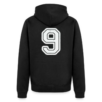 9 - Unisex Premium Bio Zip Hoodie - Schwarz - Hinten - Nico (187cm)