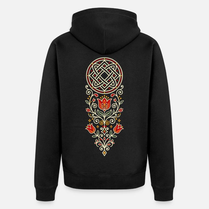 Ornement populaire de Łada - Veste à capuche bio Premium Unisexe - noir