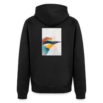 Geometrischer Bienenfresser Vogel Polygon Art  - Unisex Premium Bio Zip Hoodie - Schwarz - Hinten - Nico (187cm)