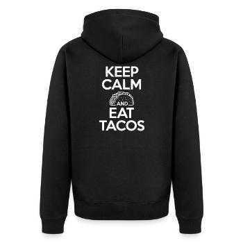 Keep Calm And Eat Tacos - Unisex Premium Organic Zip Hoodie - black - Back - Nico (187cm)