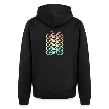 Fahrrad Retro Pastell Regenbogen - Unisex Premium Bio Zip Hoodie - Schwarz - Hinten - Nico (187cm)