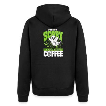 I'm Not Scary I Just Need Coffee - Unisex Premium Organic Zip Hoodie - black - Back - Nico (187cm)