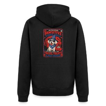 Pawsitive Vibes Halloween Hund - Unisex Premium Bio Zip Hoodie - Schwarz - Hinten - Nico (187cm)