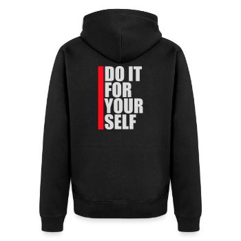 Do It For Yourself Inspirierend Selbstliebe Zitat - Unisex Premium Bio Zip Hoodie - Schwarz - Hinten - Nico (187cm)