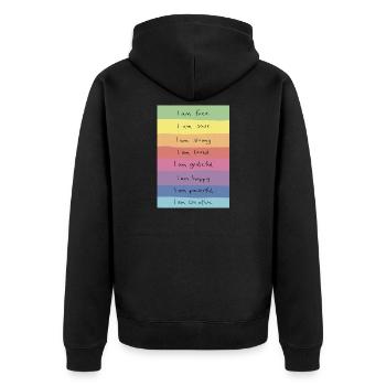 T-shirt Rainbow Affirmations - Veste à capuche bio Premium Unisexe - noir - Dos - Nico (187cm)