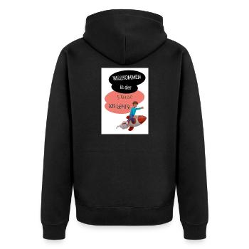 Willkommen 5.Klasse Raketenstart - Unisex Premium Bio Zip Hoodie - Schwarz - Hinten - Nico (187cm)