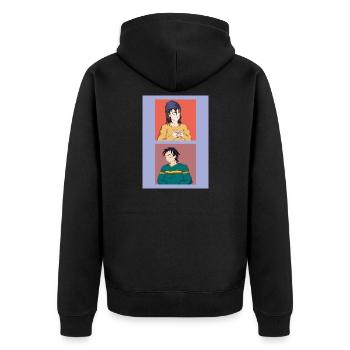 Deux illustrations et différentes émotions - Veste à capuche bio Premium Unisexe - noir - Dos - Nico (187cm)