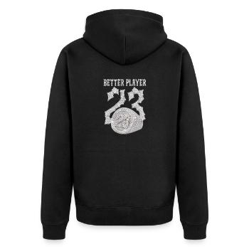 Better Player Diamant Logo - Unisex Premium Bio Zip Hoodie - Schwarz - Hinten - Nico (187cm)