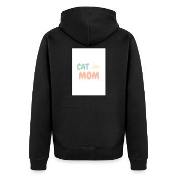 Cat Mom Cat Lover Design - Unisex Premium Organic Zip Hoodie - black - Back - Nico (187cm)