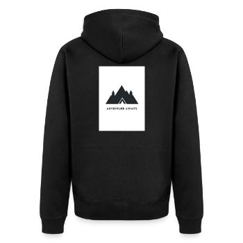 Adventure Awaits Mountains Design - Unisex Premium Organic Zip Hoodie - black - Back - Nico (187cm)
