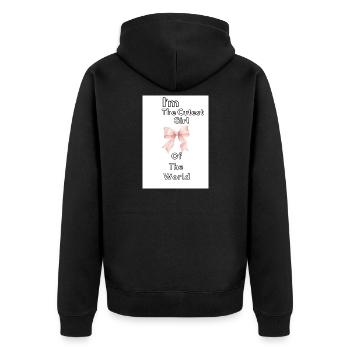 Süßestes Mädchen mit dem Band - Unisex Premium Bio Zip Hoodie - Schwarz - Hinten - Nico (187cm)