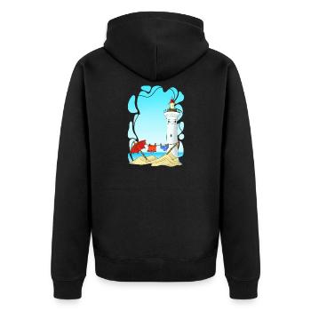 Leuchtturm am Sunny Beach - Unisex Premium Bio Zip Hoodie - Schwarz - Hinten - Nico (187cm)