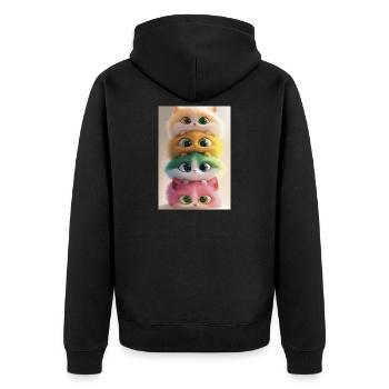 Chats peluche arc en ciel empilés - Veste à capuche bio Premium Unisexe - noir - Dos - Nico (187cm)