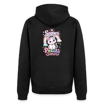 Super Petite Sœur Chat Mignon - Kawaii - Veste à capuche bio Premium Unisexe - noir - Dos - Nico (187cm)