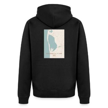 Ringkøbing Fjord Danmark - Unisex Premium Bio Zip Hoodie - Schwarz - Hinten - Nico (187cm)