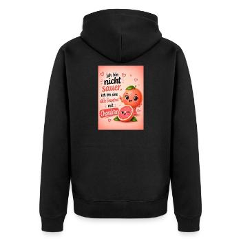 Süße Grapefruit mit Charakter - Unisex Premium Bio Zip Hoodie - Schwarz - Hinten - Nico (187cm)