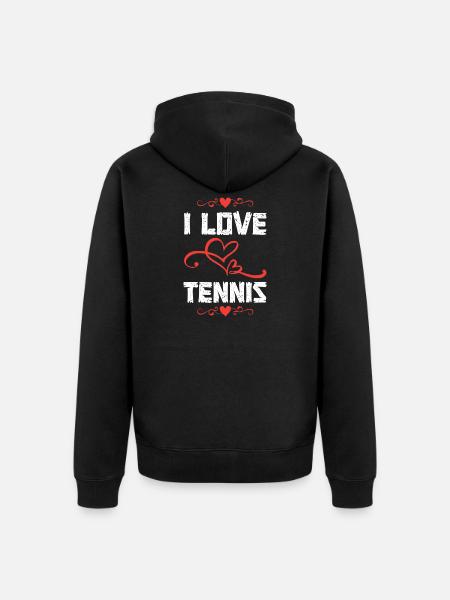 I Love Tennis Herz-Design - Unisex Premium Bio Zip Hoodie - Schwarz